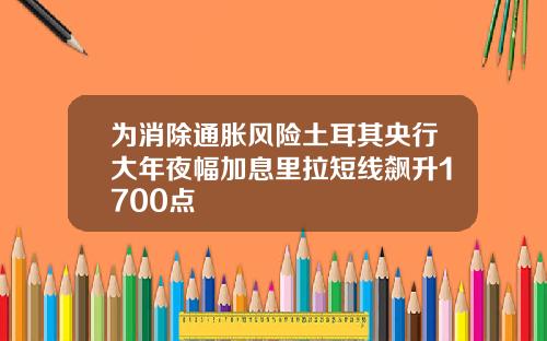 为消除通胀风险土耳其央行大年夜幅加息里拉短线飙升1700点
