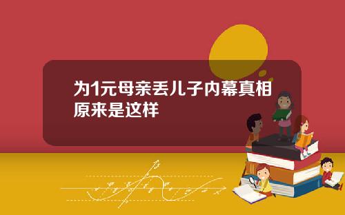 为1元母亲丢儿子内幕真相原来是这样