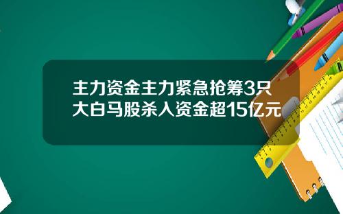主力资金主力紧急抢筹3只大白马股杀入资金超15亿元