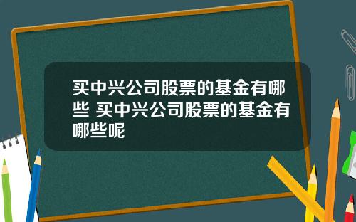 买中兴公司股票的基金有哪些 买中兴公司股票的基金有哪些呢