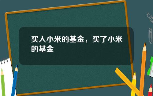 买入小米的基金，买了小米的基金