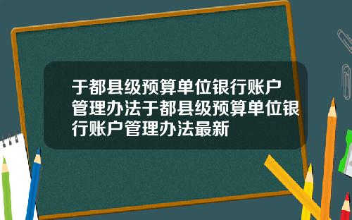 于都县级预算单位银行账户管理办法于都县级预算单位银行账户管理办法最新