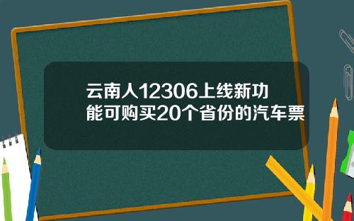 云南人12306上线新功能可购买20个省份的汽车票