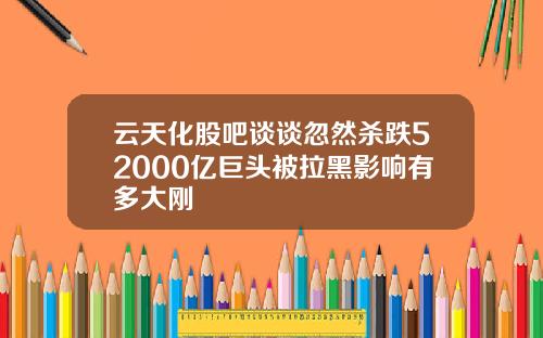 云天化股吧谈谈忽然杀跌52000亿巨头被拉黑影响有多大刚