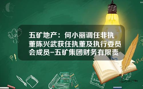 五矿地产：何小丽调任非执董陈兴武获任执董及执行委员会成员-五矿集团财务有限责任公司股东