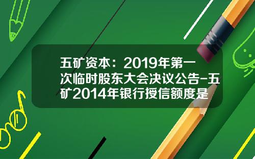 五矿资本：2019年第一次临时股东大会决议公告-五矿2014年银行授信额度是多少