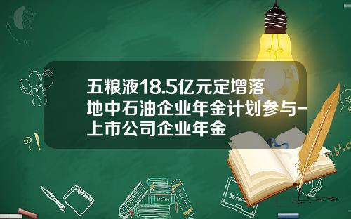 五粮液18.5亿元定增落地中石油企业年金计划参与-上市公司企业年金