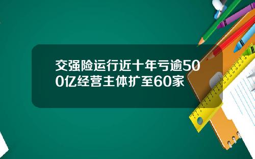 交强险运行近十年亏逾500亿经营主体扩至60家
