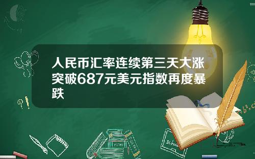 人民币汇率连续第三天大涨突破687元美元指数再度暴跌