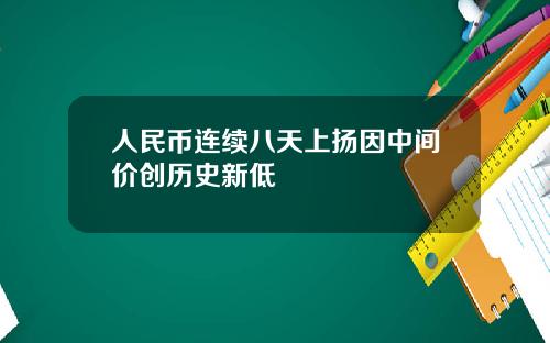 人民币连续八天上扬因中间价创历史新低