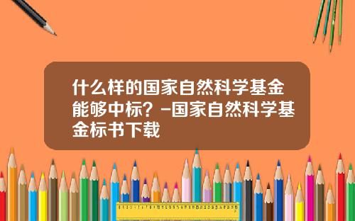 什么样的国家自然科学基金能够中标？-国家自然科学基金标书下载