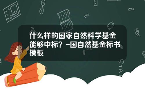 什么样的国家自然科学基金能够中标？-国自然基金标书模板