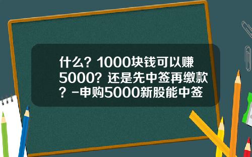 什么？1000块钱可以赚5000？还是先中签再缴款？-申购5000新股能中签多少股