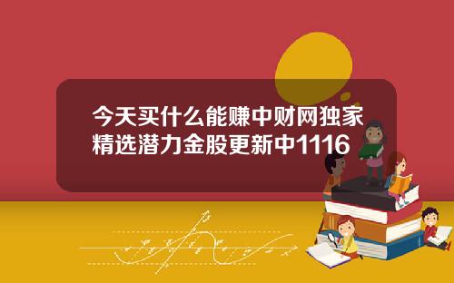今天买什么能赚中财网独家精选潜力金股更新中1116