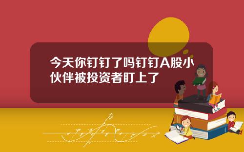今天你钉钉了吗钉钉A股小伙伴被投资者盯上了