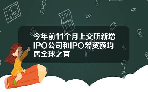 今年前11个月上交所新增IPO公司和IPO筹资额均居全球之首