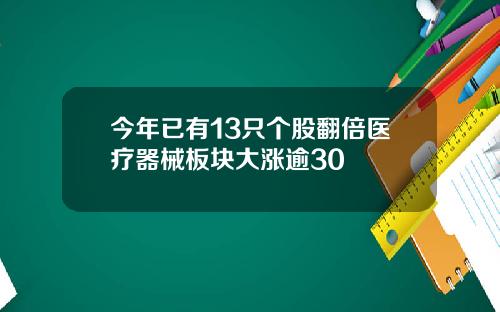 今年已有13只个股翻倍医疗器械板块大涨逾30