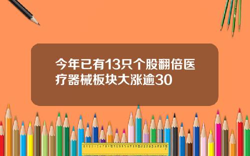 今年已有13只个股翻倍医疗器械板块大涨逾30
