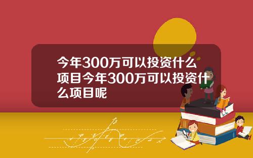 今年300万可以投资什么项目今年300万可以投资什么项目呢