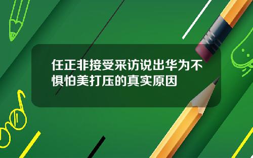 任正非接受采访说出华为不惧怕美打压的真实原因