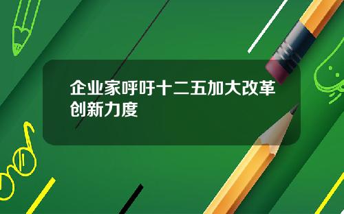 企业家呼吁十二五加大改革创新力度