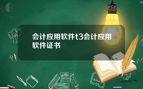 会计应用软件t3会计应用软件证书