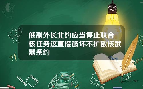 俄副外长北约应当停止联合核任务这直接破坏不扩散核武器条约