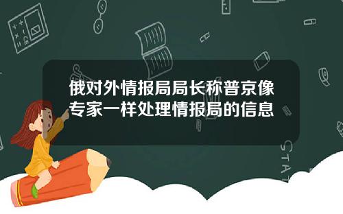 俄对外情报局局长称普京像专家一样处理情报局的信息