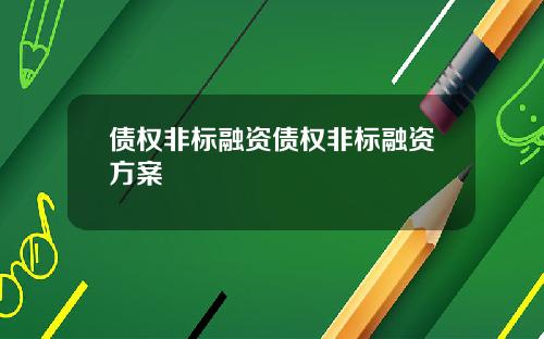 债权非标融资债权非标融资方案