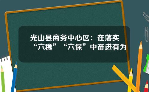 光山县商务中心区：在落实“六稳”“六保”中奋进有为