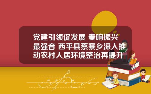 党建引领促发展 奏响振兴最强音 西平县蔡寨乡深入推动农村人居环境整治再提升