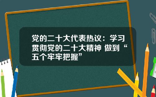党的二十大代表热议：学习贯彻党的二十大精神 做到“五个牢牢把握”