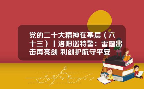 党的二十大精神在基层（六十三）丨洛阳巡特警：雷霆出击再亮剑 利剑护航守平安