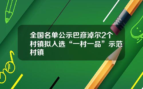 全国名单公示巴彦淖尔2个村镇拟入选“一村一品”示范村镇