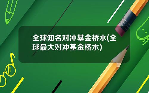 全球知名对冲基金桥水(全球最大对冲基金桥水)