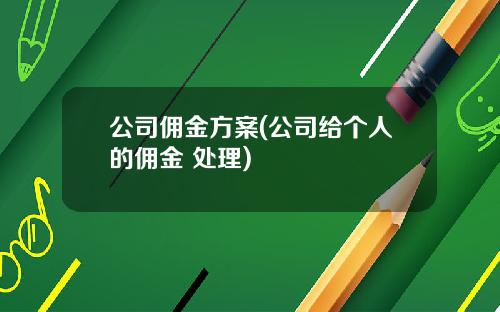 公司佣金方案(公司给个人的佣金 处理)