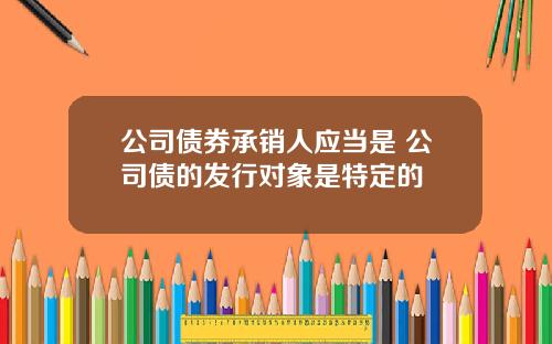 公司债券承销人应当是 公司债的发行对象是特定的