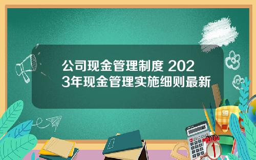 公司现金管理制度 2023年现金管理实施细则最新