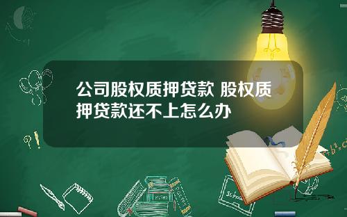 公司股权质押贷款 股权质押贷款还不上怎么办