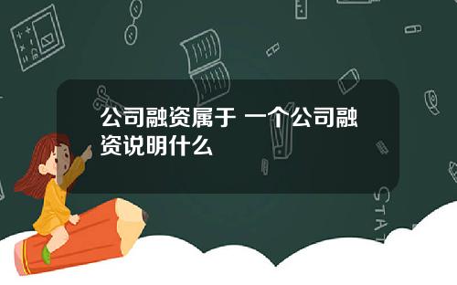 公司融资属于 一个公司融资说明什么