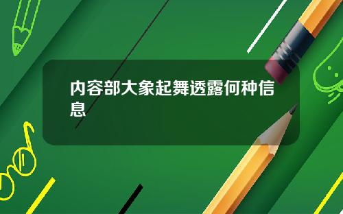 内容部大象起舞透露何种信息
