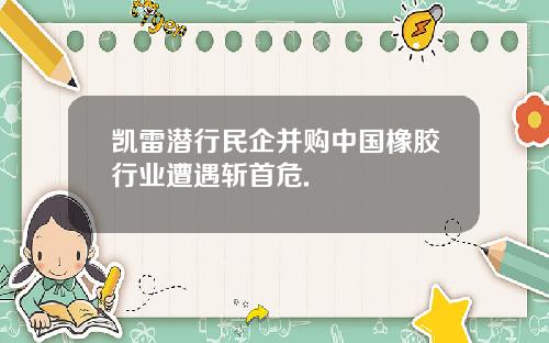 凯雷潜行民企并购中国橡胶行业遭遇斩首危.