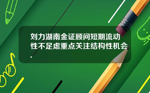 刘力湖南金证顾问短期流动性不足虑重点关注结构性机会.