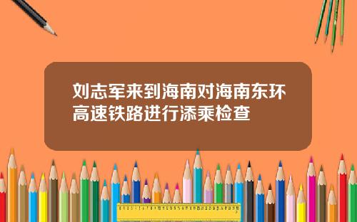 刘志军来到海南对海南东环高速铁路进行添乘检查