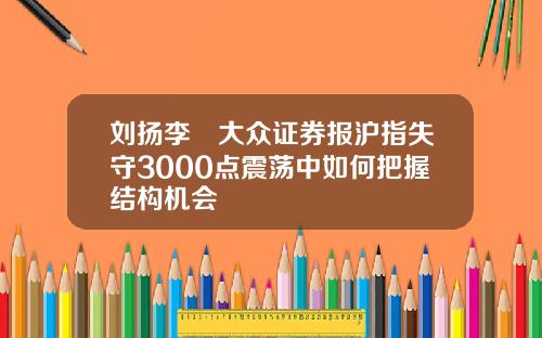 刘扬李喆大众证券报沪指失守3000点震荡中如何把握结构机会