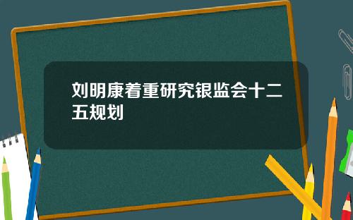 刘明康着重研究银监会十二五规划