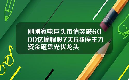 刚刚家电巨头市值突破6000亿摘帽股7天6涨停主力资金砸盘光伏龙头