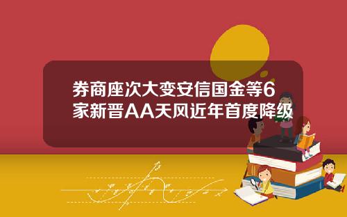 券商座次大变安信国金等6家新晋AA天风近年首度降级
