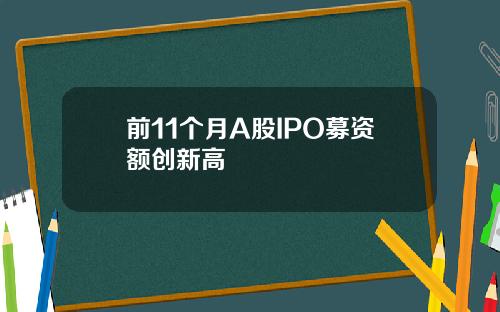 前11个月A股IPO募资额创新高