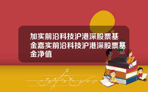 加实前沿科技沪港深股票基金嘉实前沿科技沪港深股票基金净值